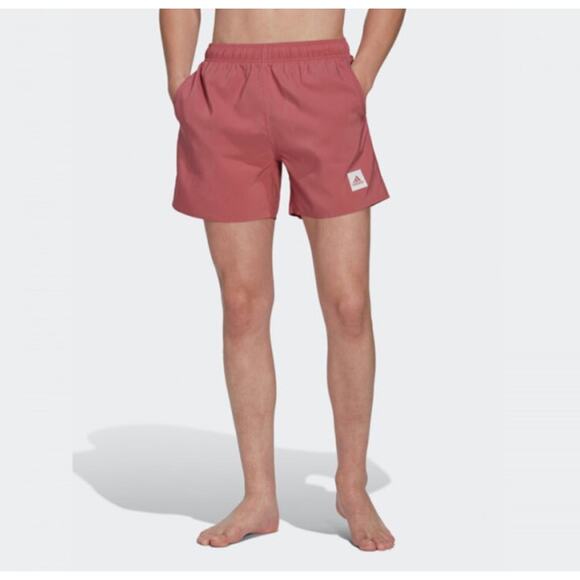 NWT Adidas Mens Pink Strata Short Length Solid Drawstring Swim Trunks Shorts 2XL - Picture 1 of 15